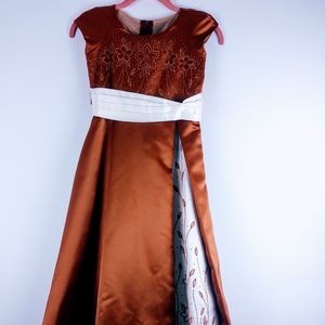 Church/Flower Girl/Grad Bronze/Cream Dress-Sz 7/8